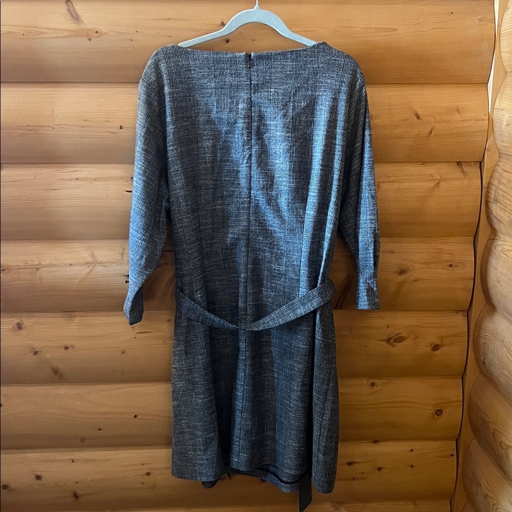 X H&M Charcoal and Light Gray Woven look mini office dress/ tunic - Picture 2 of 5